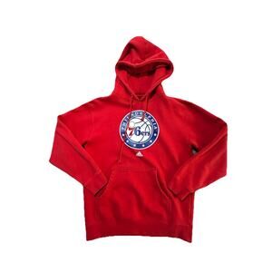 Adidas Philadelphia 76ers Red Hoodie Men’s M Pullover Sweatshirt NBA Logo